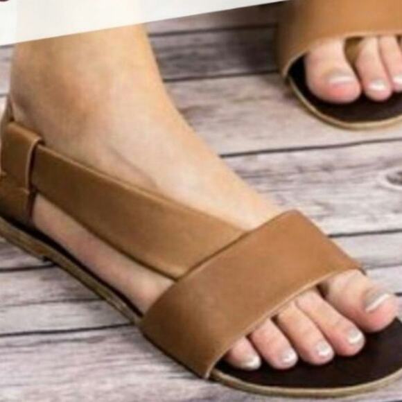 Free People Under Wraps Soft Brown Leather Strappy Slingback Flat Sandals 8 - Picture 12 of 15